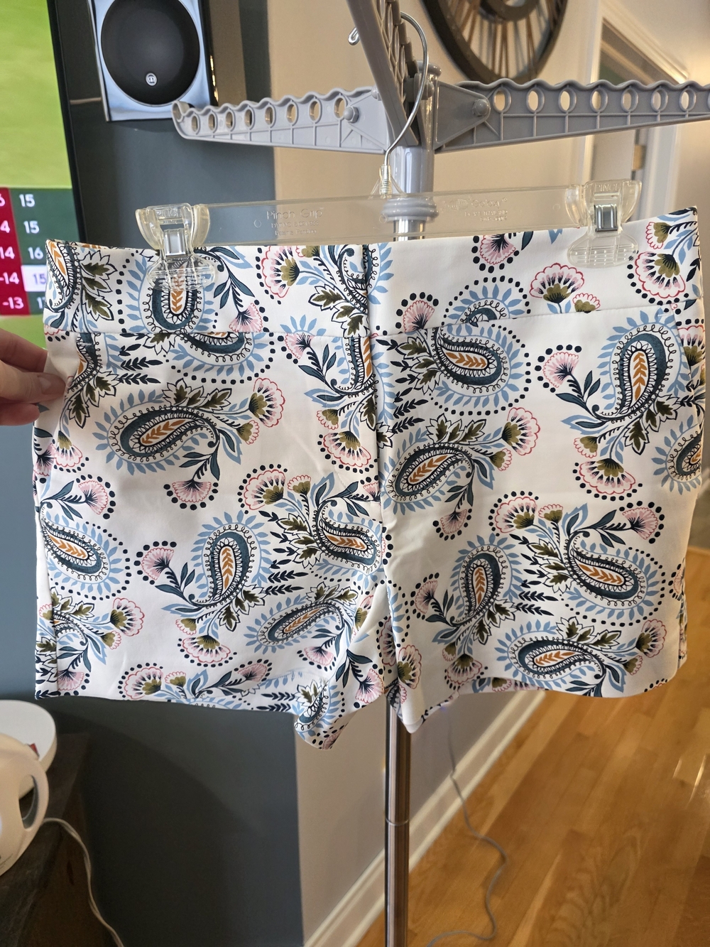 Loft Paisley Print Women's Shorts - White with Blue & Pink
